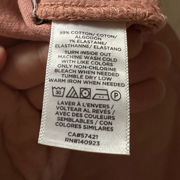 Loft High Waist Straight Crop Pink Denim Jeans Raw Hem Size 12/31 #1376 - Picture 6 of 10